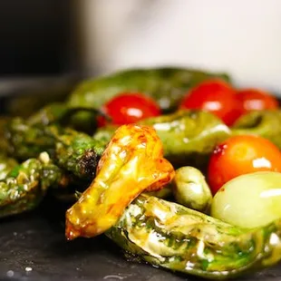 Shishito Peppers with Pickled Tomatoes at VERSA