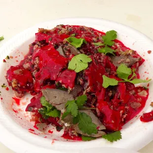 Tiet canh or blood pizza. It was actually quite nice with bits of gizzard, herbs and spices.