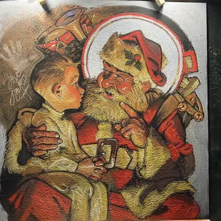 There are many 4'x4' pastel murals to enjoy while you eat.