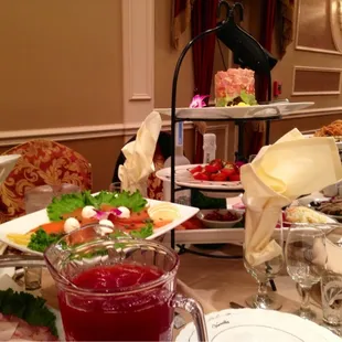 a table set for a fancy tea party