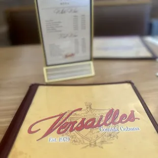 menu