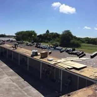 the roof of a commercial building under construction