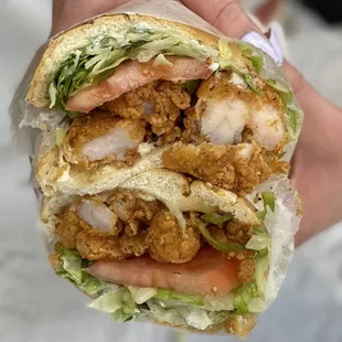 Fried Shrimp on French Sandwich