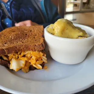 Reuben and mashed potatoes