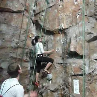 AWESOME rock wall features compensate for the lack of holds on routes throughout the gym.