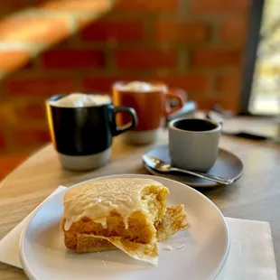 Olive oil loaf, tiny espresso and bowl of soul (chamomile) w oat