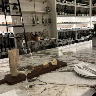 First wine of the night and cheese plate.