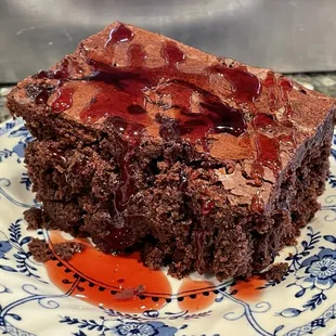 a piece of chocolate cake