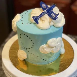 a cake with a plane on top