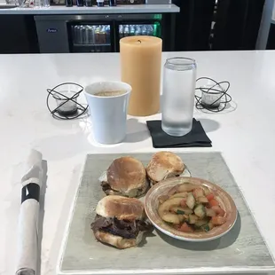 BBQ sliders with cucumber salad