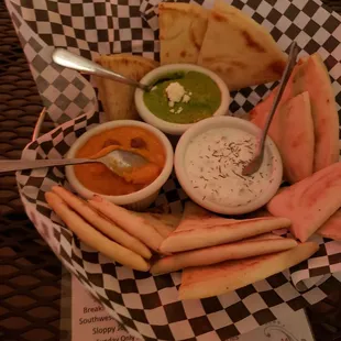 Trio -  Pesto, Baba Ganoush, and Tzatziki