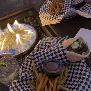 Colorado Shaved Lamb gyros  and fries