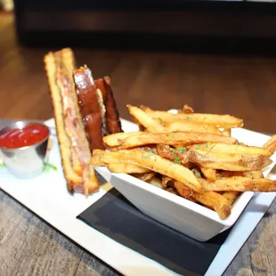 Philly Cheesesteak Grilled Cheese and House Cut Fries