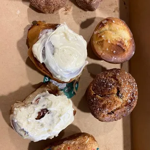Assorted pastries in a to go box