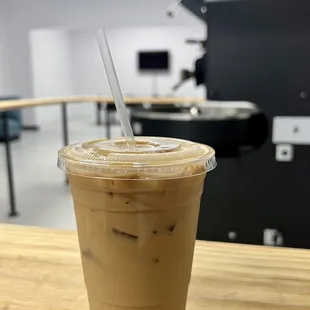 Dirty iced chai with oat milk