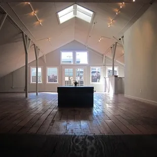 upstairs gallery facing rooftop garden, perfect spot for special event