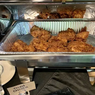 a tray of fried chicken