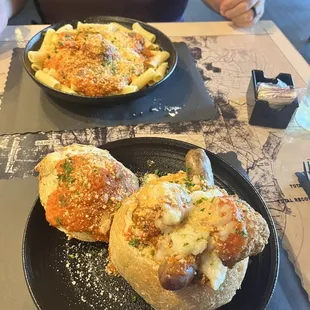 Meatball &amp; sausage cheese bread bowl and make your own pasta.