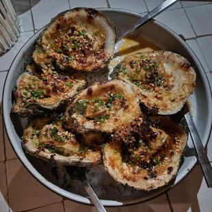 2. Chargrilled oysters: torgarashi garlic butter, pecorino, furikake. $15.