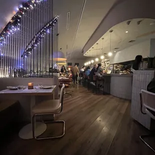 the interior of a modern restaurant