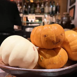 Cute pumpkins at bar