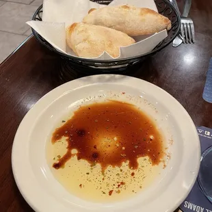 Complimentary bread and dipping sauce
