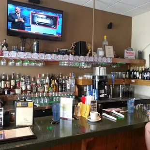 Sitting at the bar for lunch, enjoying a coffee... Irished up.