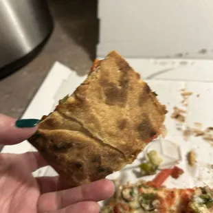 Dry,  crispy  base, pulls the flavors from the fresh vegetables /recipe not good