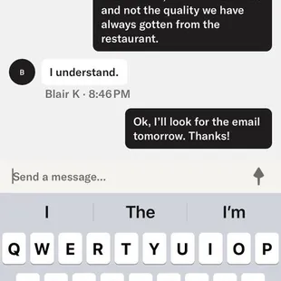 Communication of complaint