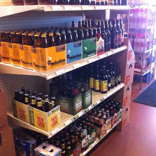 a display of bottles of beer