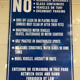 Rules of the park