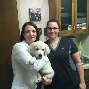 Dr. Martin, Kristen, and one of our super cute clients