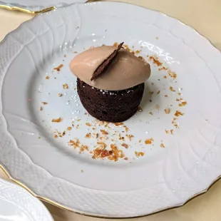 2/3/23 CHOCOLATE POLENTA SOUFFLE WITH PRALINE GELATO