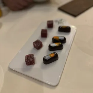 Complimentary chocolate and gelee