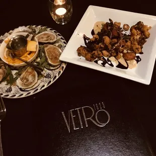 a plate of oysters and a plate of oysters