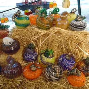 Glass pumpkins.