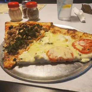 White pizza! And a special order sausage slice!