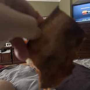 Every single time in order from them the pizza comes with black crust  Who the hell wants for pizza
