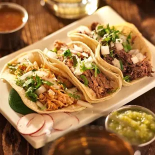 three tacos on a plate