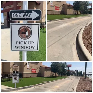 a one way pick up window sign