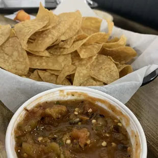 Spicy salsa and Chips &amp; Salsa