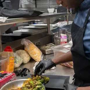 a man preparing food
