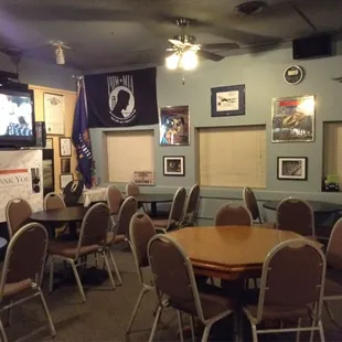 tables and chairs in a restaurant