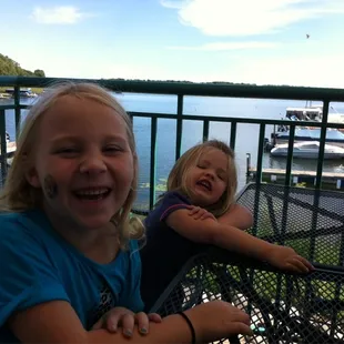 Lunch on the lake with Lily and Anna.