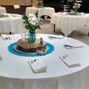 a table set for a wedding reception