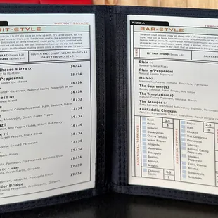 pizza menu