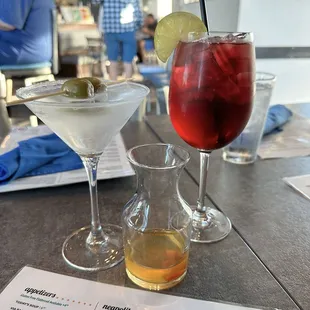 Dirty martini and sangria