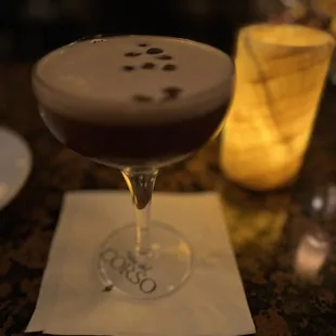 a drink in a coupe glass