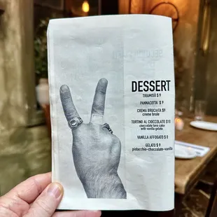 DESSERT MENU. Via Della Pace in New York, NY is featured on my international website at classicbitesandbrews.com