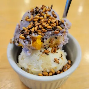 Halo Halo served with optional "toasted rice" topping